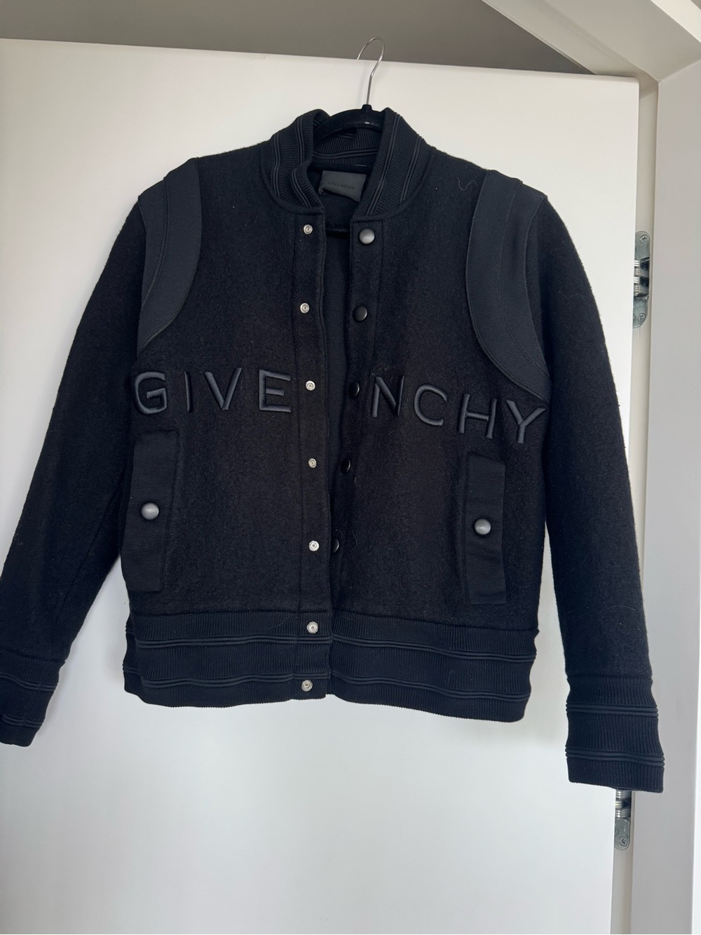 Givenchy Black Ribbed Wool Logo Sweater